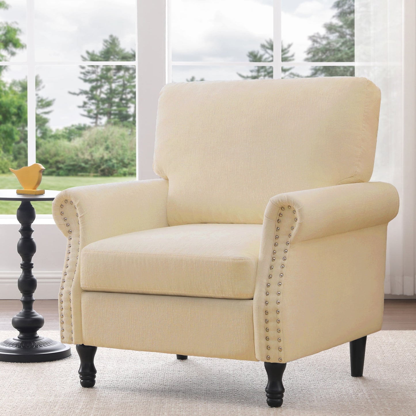 TEWLOSS Oversized Accent Chair for Living Room, Chenille Fabric Upholstered Arm Chair, Yellow