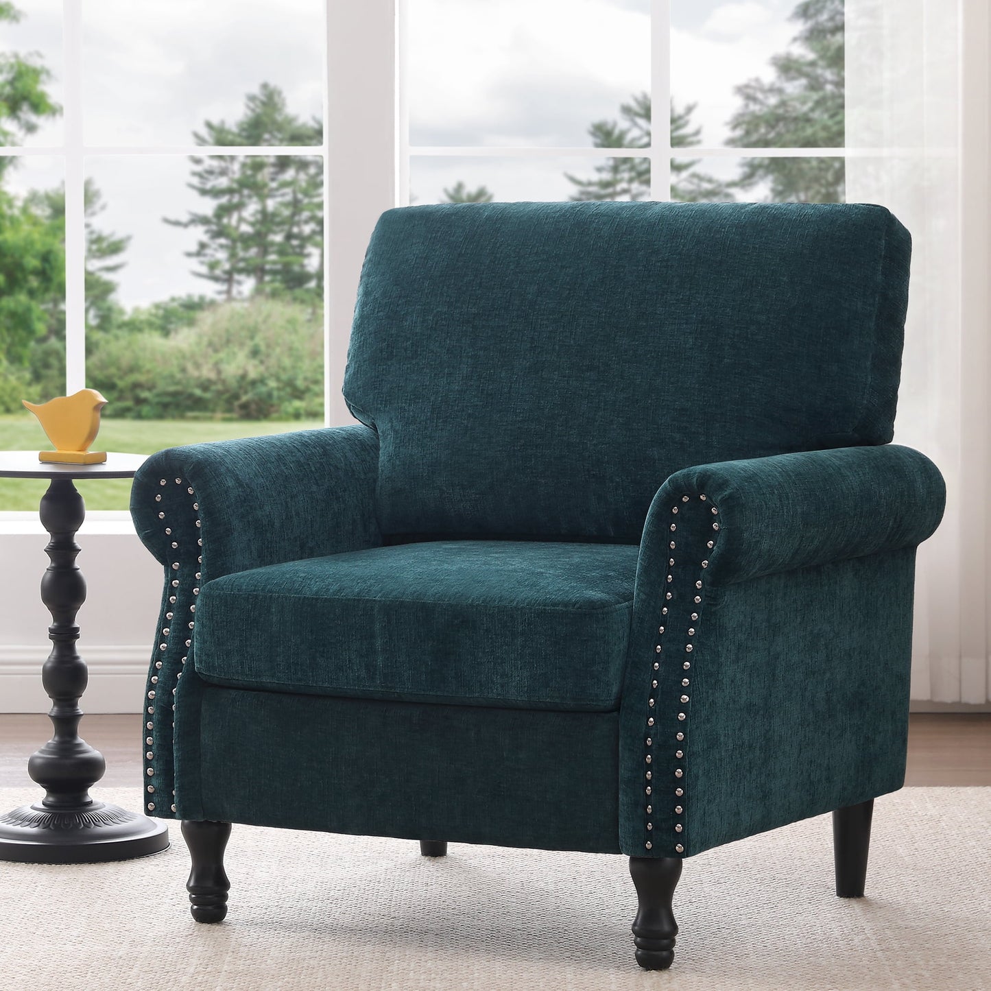 TEWLOSS Oversized Accent Chair for Living Room, Chenille Fabric Upholstered Arm Chair, Dark Teal