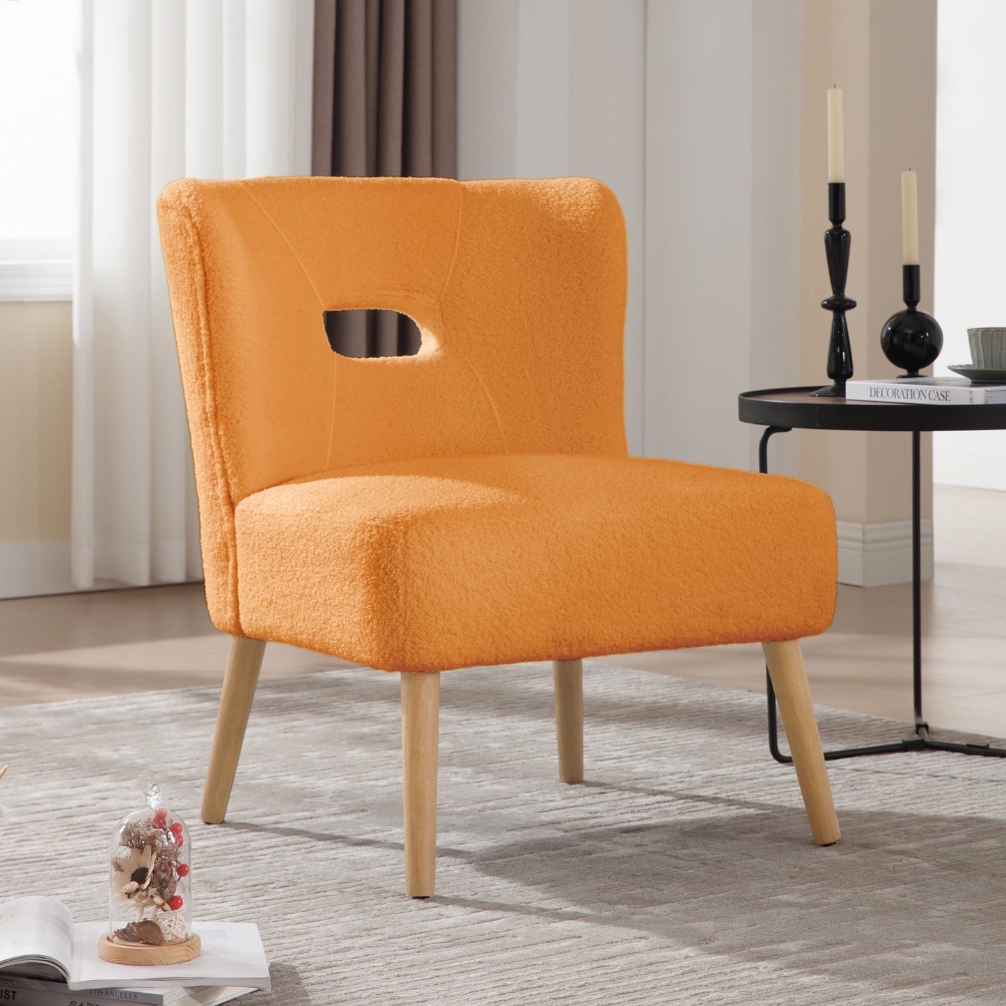 TEWLOSS Small Accent Chair, Modern Slipper Chair with Tufted Orange (Set of 1)