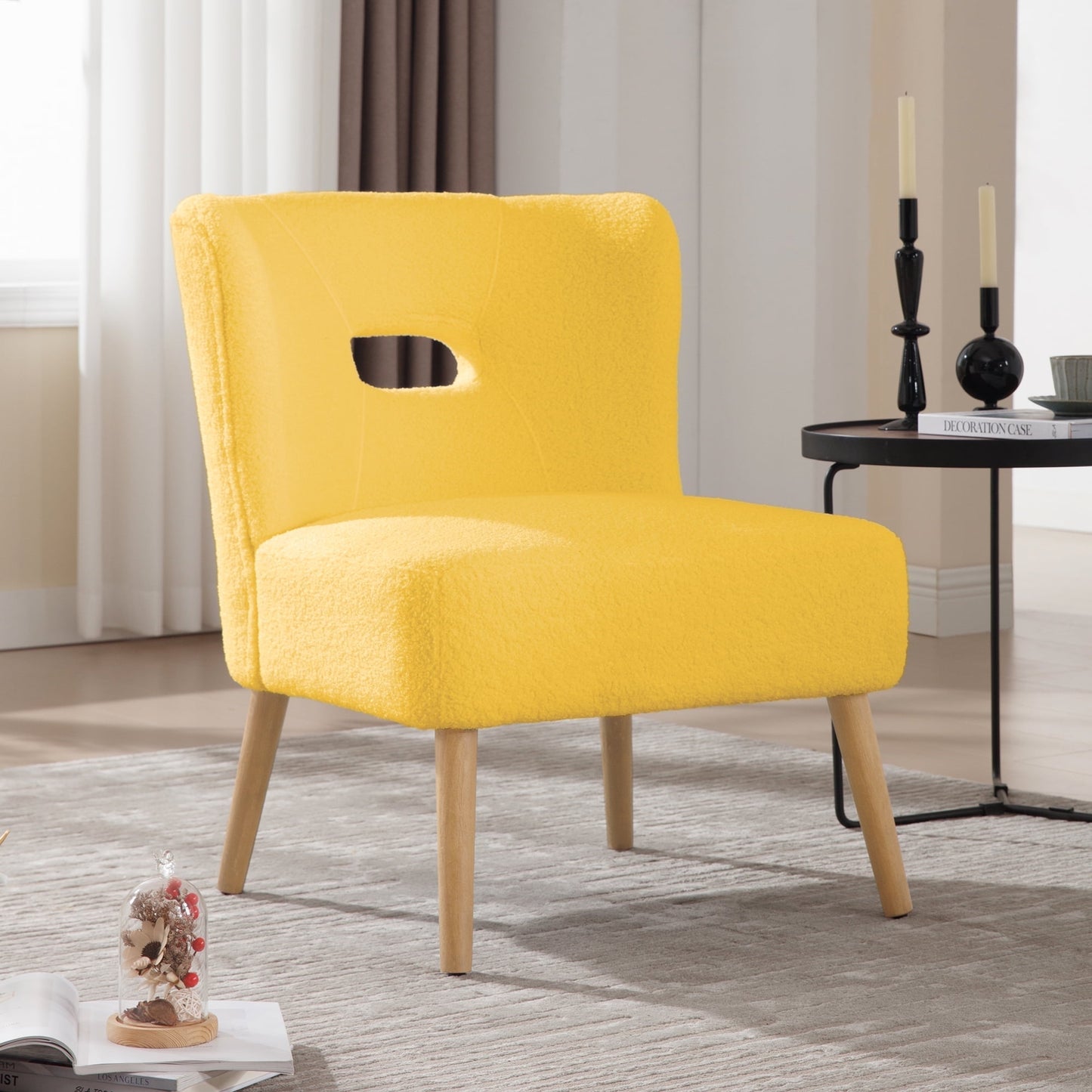 TEWLOSS Small Accent Chair, Modern Slipper Chair with Tufted Yellow (Set of 1)