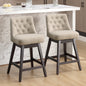 TEWLOSS Swivel Bar Stools Set of 2 Linen Fabric Barstools for Kitchen Island (29", Beige)