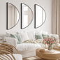Tewloss DIY Bathroom Mirrors Half Circle Wall Mirror Sets 3PCS for Home Decor (Black, M)