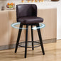 TEWLOSS Counter Height Bar Stools, 27.5in Swivel PU Leather Bar Chairs with Curved Back for Kitchen Island, Brown