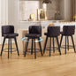 TEWLOSS Counter Height Bar Stools Set of 4, 27.5in Swivel PU Leather Bar Chairs with Curved Back for Kitchen Island, Brown