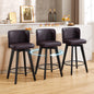 TEWLOSS Counter Height Bar Stools Set of 3, 27.5in Swivel PU Leather Bar Chairs with Curved Back for Kitchen Island, Brown