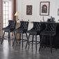 TEWLOSS Swivel Counter Height Bar Stools Set of 4 Velvet Barstools for Kitchen Island (26", Black)