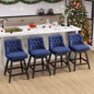 TEWLOSS Bar Stools Set of 4 Fabric Swivel Counter Height Bar Stools for Kitchen Island (26", Blue)