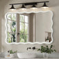 TEWLOSS Wavy Mirrors Wall Mirror 30 inch x20 inch  for Bathroom Solid Wood Frame, White