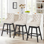 TEWLOSS Bar Stools Set of 3 Swivel 30" Velvet Barstools for Kitchen Island, Beige