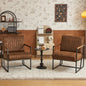 TEWLOSS Leather Accent Chairs Set of 2 with Metal Frame, Brown