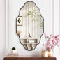 TEWLOSS Scalloped Bathroom Mirrors Wall Mirror, 46"x26" Black Aluminum Frame