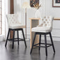 TEWLOSS Swivel Counter Height Bar Stools Set of 2 Velvet Barstools for Kitchen Island (26", Beige)