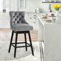 TEWLOSS Counter Height Bar Stools Swivel 26" Velvet Barstools for Kitchen Island, Gray