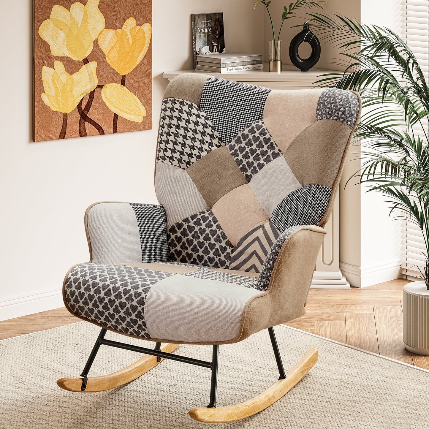 TEWLOSS Rocking Chair Nursery Accent Chair for Living Room, Gray