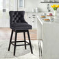 TEWLOSS Counter Height Bar Stools Swivel 26" Velvet Barstools for Kitchen Island, Black