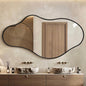 TEWLOSS Irregular Wall Mirror 43"x 24" Black Bathroom Mirrors Metal Frame, Drop Shape