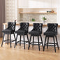 Tewloss 30" Swivel Bar Stools Set of 4 With Back Leather Bar Height Chairs for Home Kitchen, Black